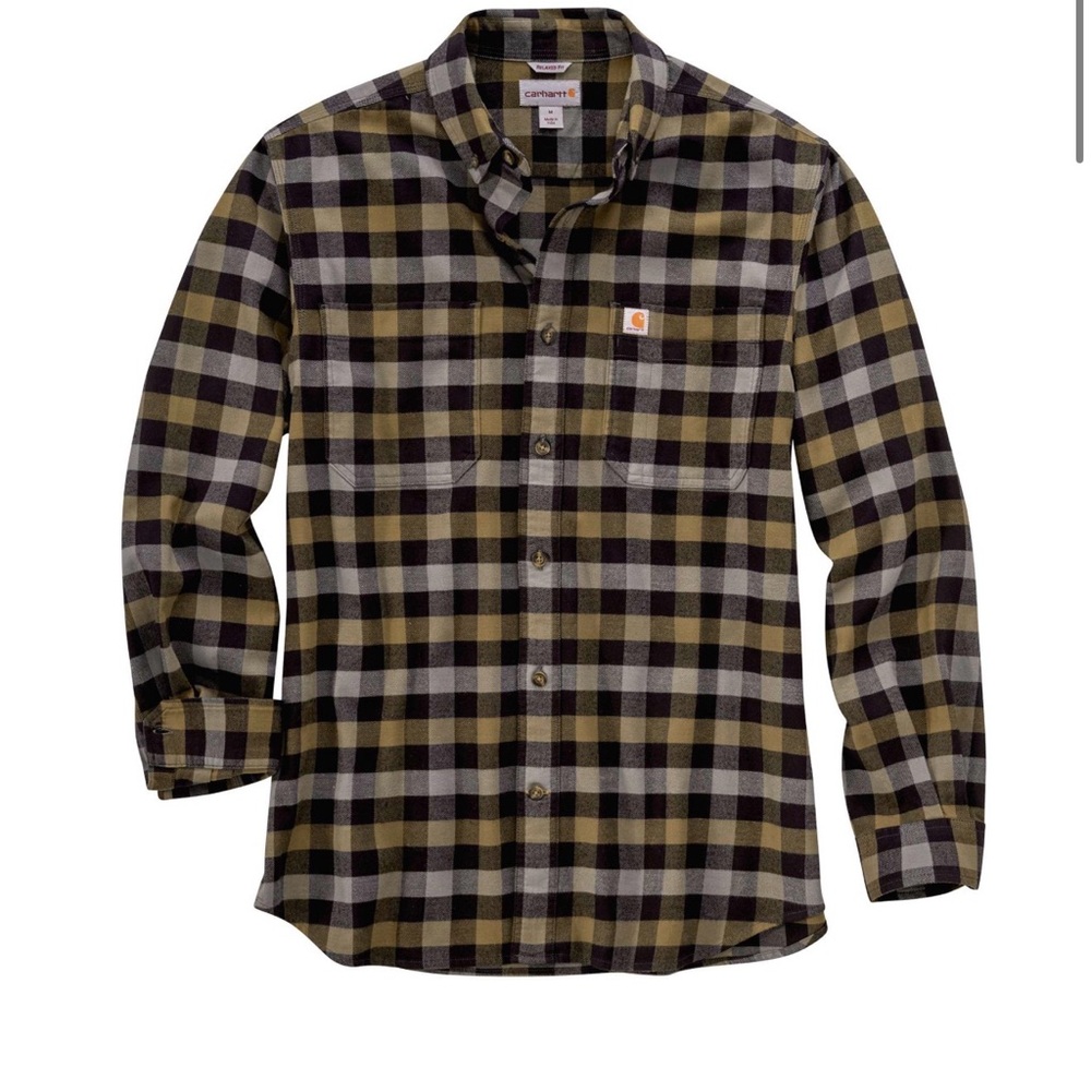 Carhartt Men's RUGGED FLEX HAMILTON FLANNEL PLAID SHIRT- Black 2XLT NWT